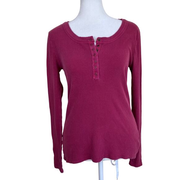 Lucky Brand Ribbed Henley Top in Pink Size Small - Picture 3 of 16
